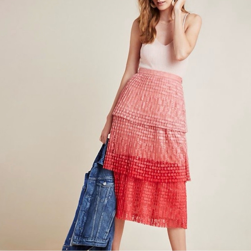 Anthropologie x Maeve Brighton Tiered Midi Skirt NWT